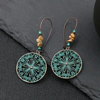 retro fashion hot sale circular earrings female creative flowers alloy india popular jewelry gift