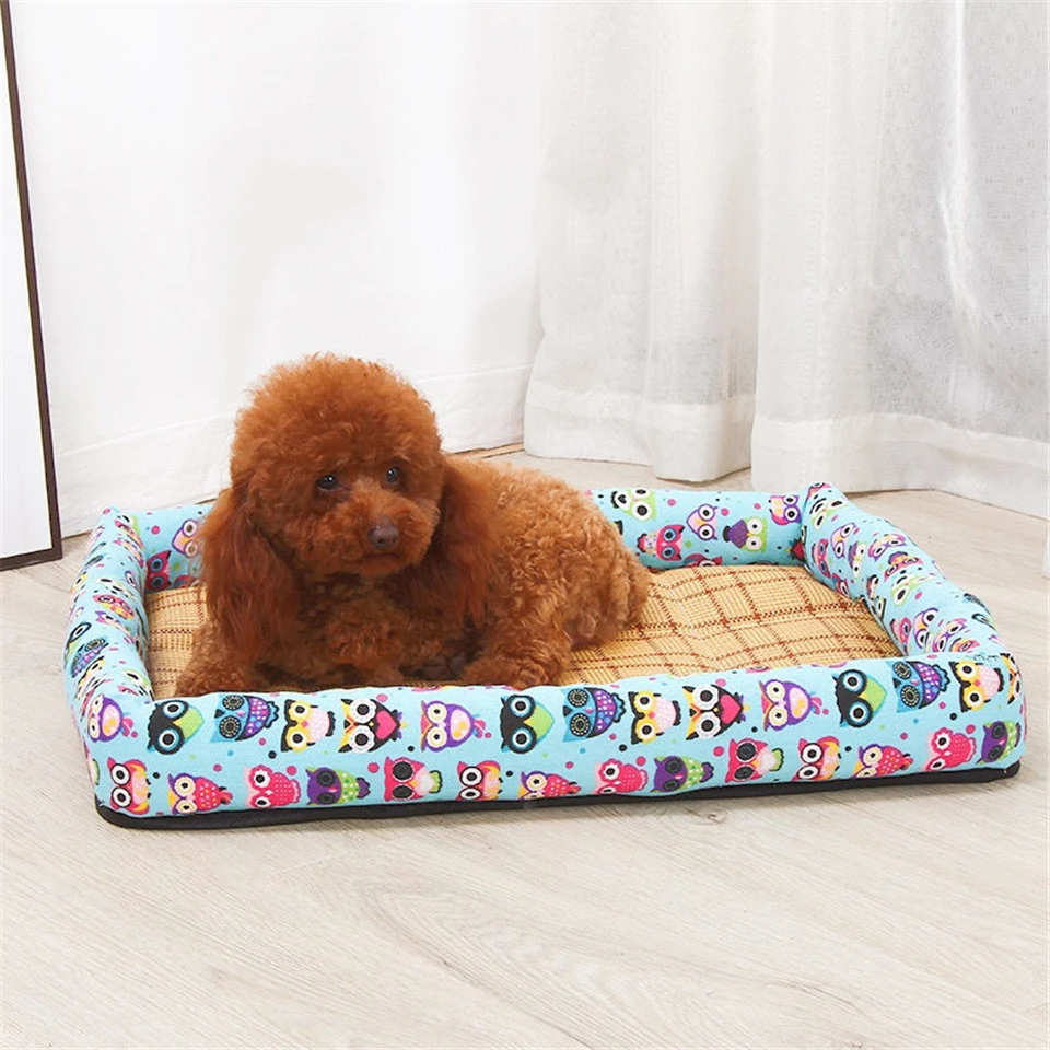 

Dog Kennel Summer Cooling Breatrhable Prevent Moisture Linen Hand Washing Durable Mat Cat House Pet Supplies for Small Large Pet
