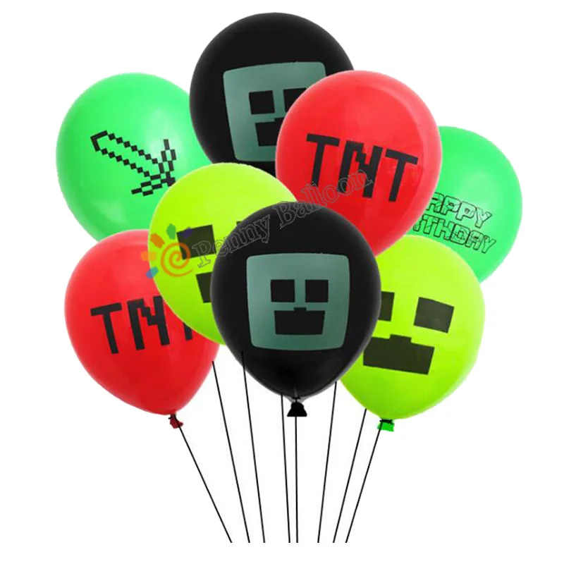 

12inch Pixelated Red TNT Balloon Game Latex Party Balloons Birthday Party Decorations Toys For Kids Globos