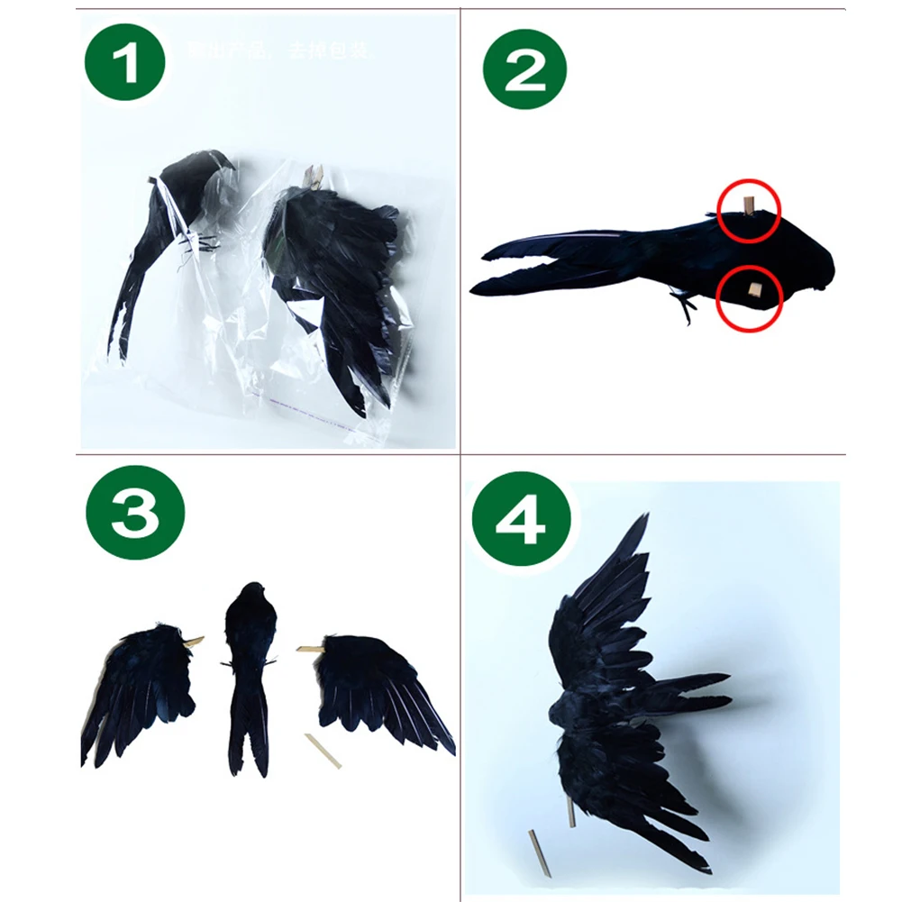 

Artificial Simulation Feathered Crow Bird Ornament Toy Halloween Party Props Decoration For Garden Yard Farm Ornaments