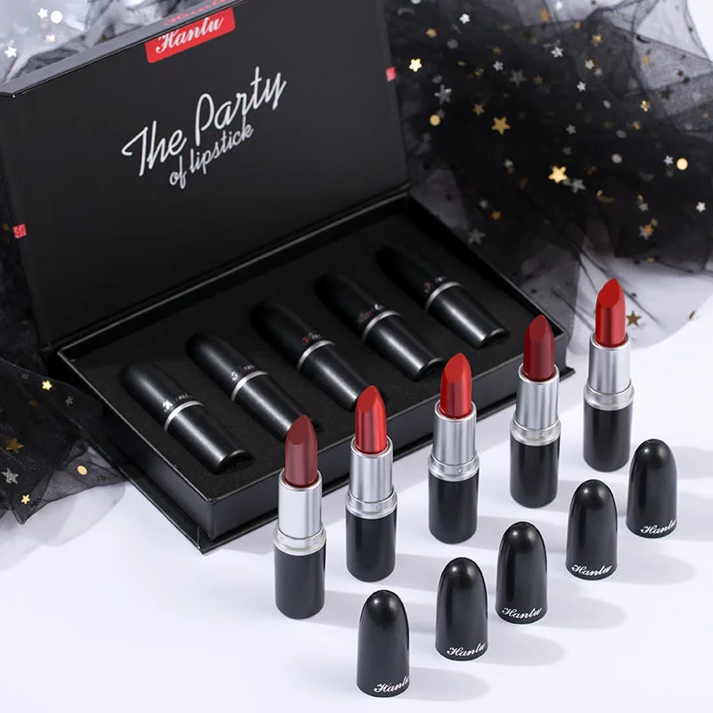 

5PCS Lipstick Set Long Lasting Nude Matte Red Velvet Lipgloss Sexy Makeup Kit Waterproof Lipstick Tubes Pigments Makeup set
