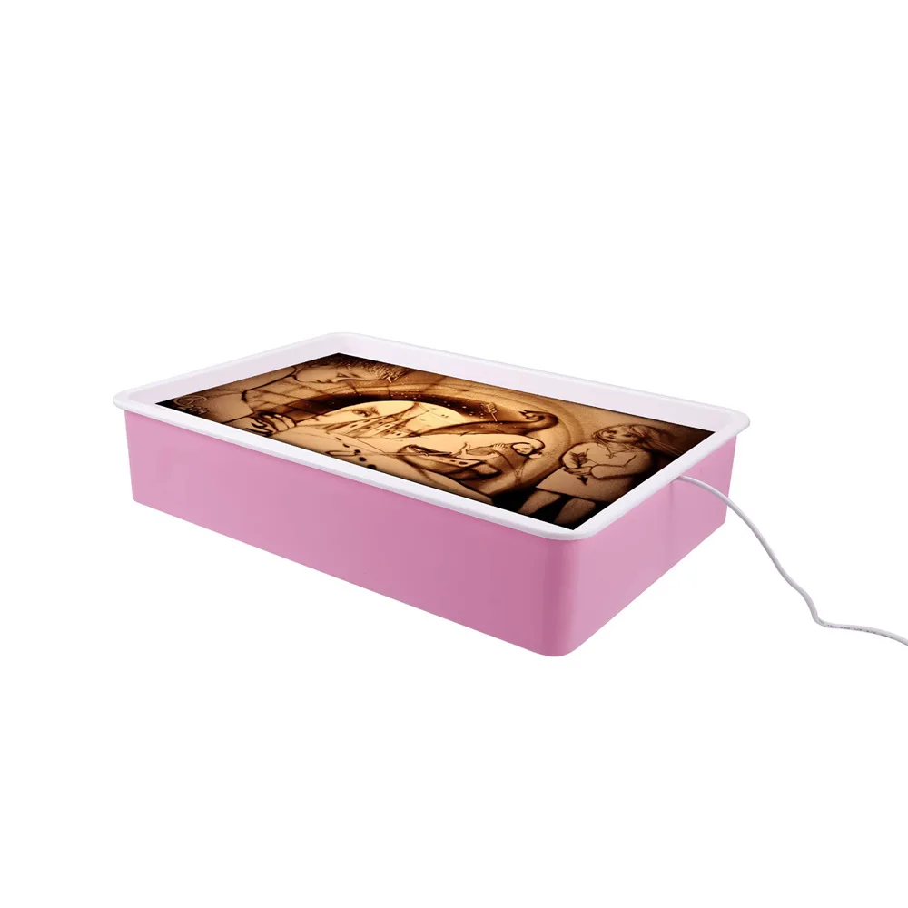 pink 4 шт./компл. светодиодные фонари USB картина из песка стол планшет для рисования раннего обучения творческие игрушки для рисования детей подарки на день рождения - Цвет: pink