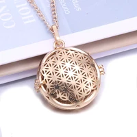 golden aromatherapy necklaces flower open lockets perfume pendant aroma diffuser necklace essential oil diffuser necklace
