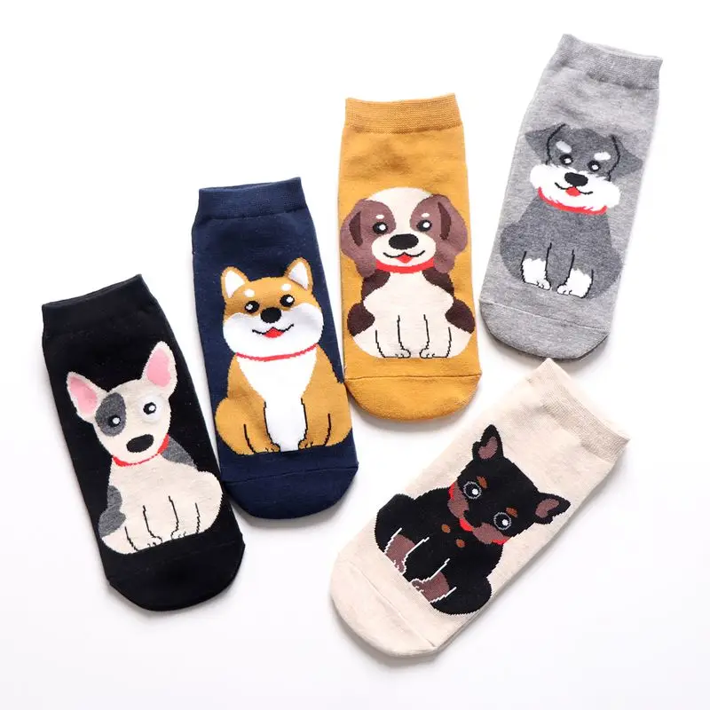 Women's long socks Cotton Comfortable Cute Classic Cartoon Character Girl Socks Kawaii Anime Dog Woman Ankle Fashion Hot | Женская