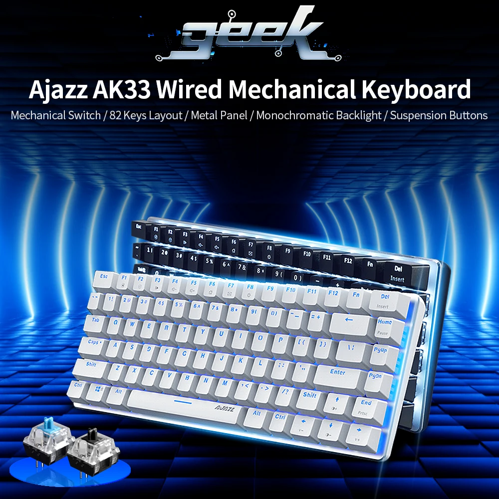 Клавиатура AJAZZ AK33 Механическая проводная 82 клавиши USB|Клавиатуры| |