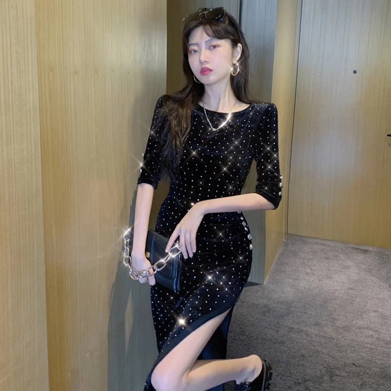 

CMAZ 2021 Party Outfits For Women Dress Elegant Midi Long Length Dresses Fashion Sexy Night Slim Vestidos Female Club Clothes