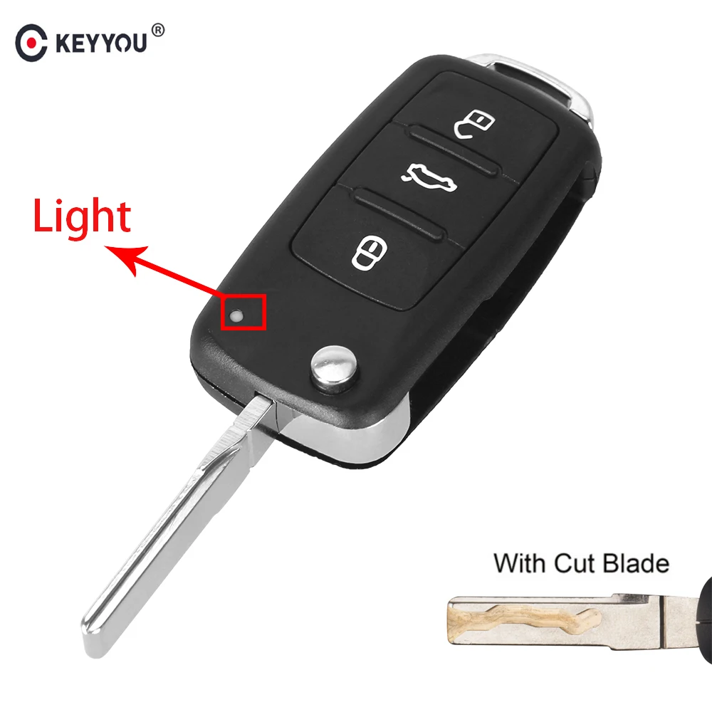 KEYYOU 3 кнопки Складной Дистанционный автомобильный чехол для ключей флип Fob VW Polo Golf