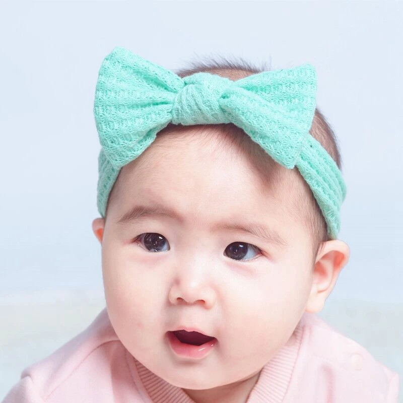 

16color Cute Bowknot Baby Headband Turban Solid Color Newborn Baby Girls Elastic Hair Bands Soft Nylon Hair Accessories