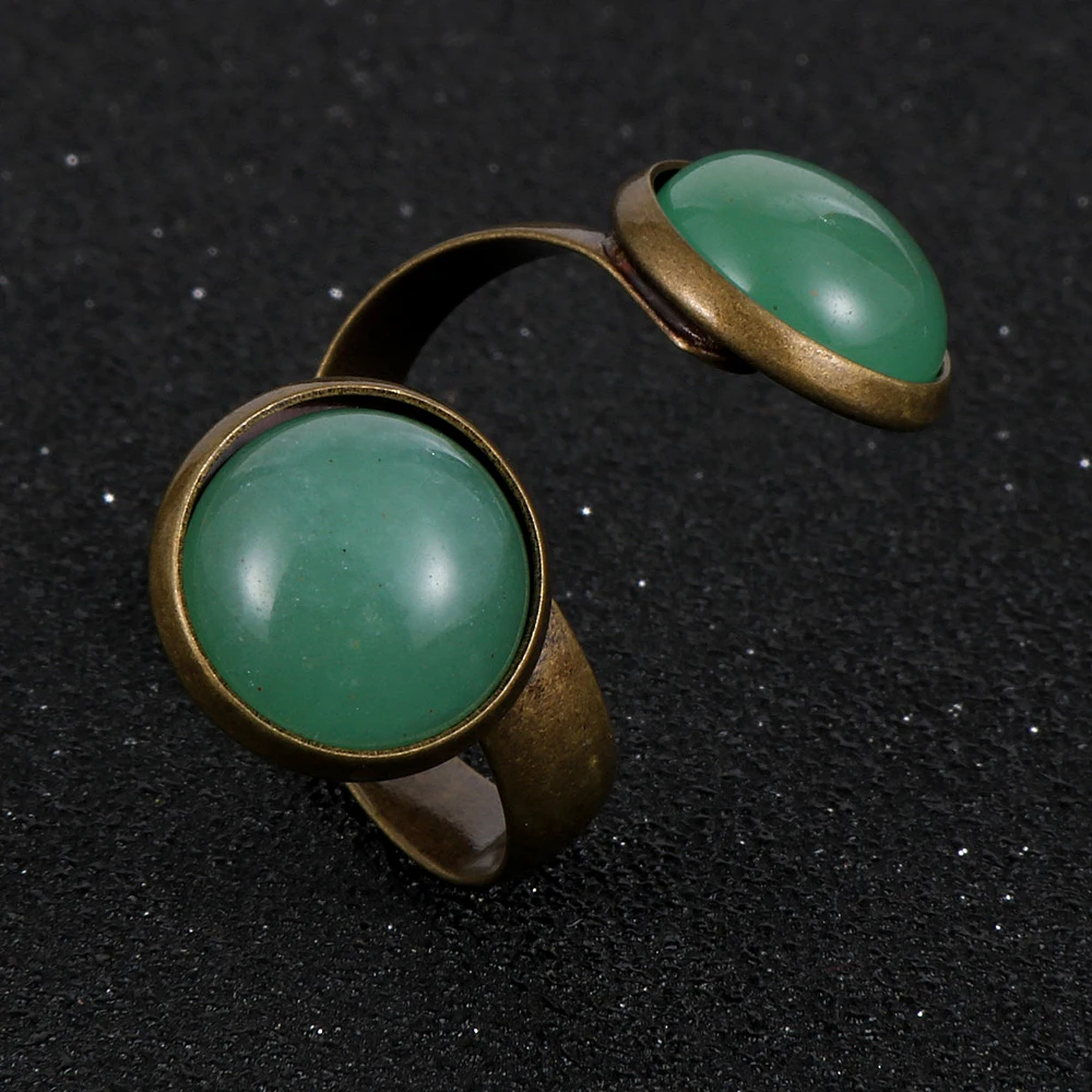 Кольца регулируемые с натуральным камнем для мужчин и женщин двойные кольца