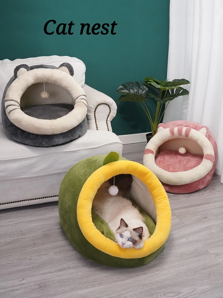 

Cat pet bed cat litter round cat winter warm cat house sleeping bag plush super soft pet bed kitten cushion cat supplies