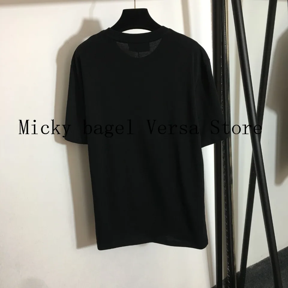

luxury design cherry letter printing fashion women's half sleeve top temperament versatile round neck casual graphic T-shirt