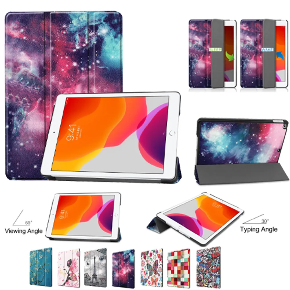 1x чехол для планшета для нового iPad 7th поколения 10,2 дюймов смарт-чехол тонкий чехол откидного чехла Авто Режим сна/Пробуждение Камера защиты