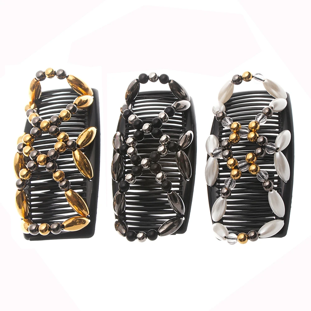 Женская заколка для волос эластичная двойная расческа ручной работы расшитая