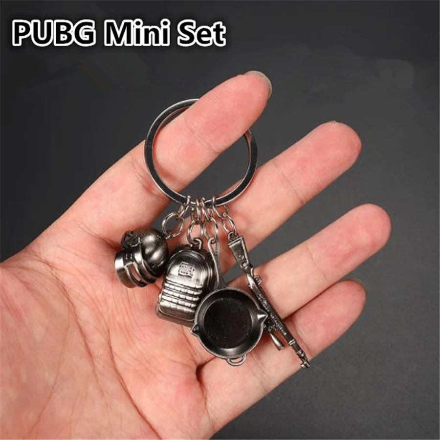 Cosplay PUBG Keychain Playerunknowns Battlegrounds Backpack Armor Helmet Pan 98k Flare Gun Keyring Key Chain Prop | Тематическая