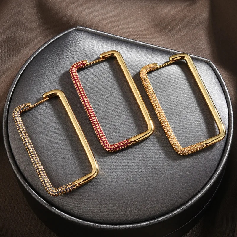 Новые Роскошные Модные Современные Простые одиночные большие квадратные серьги