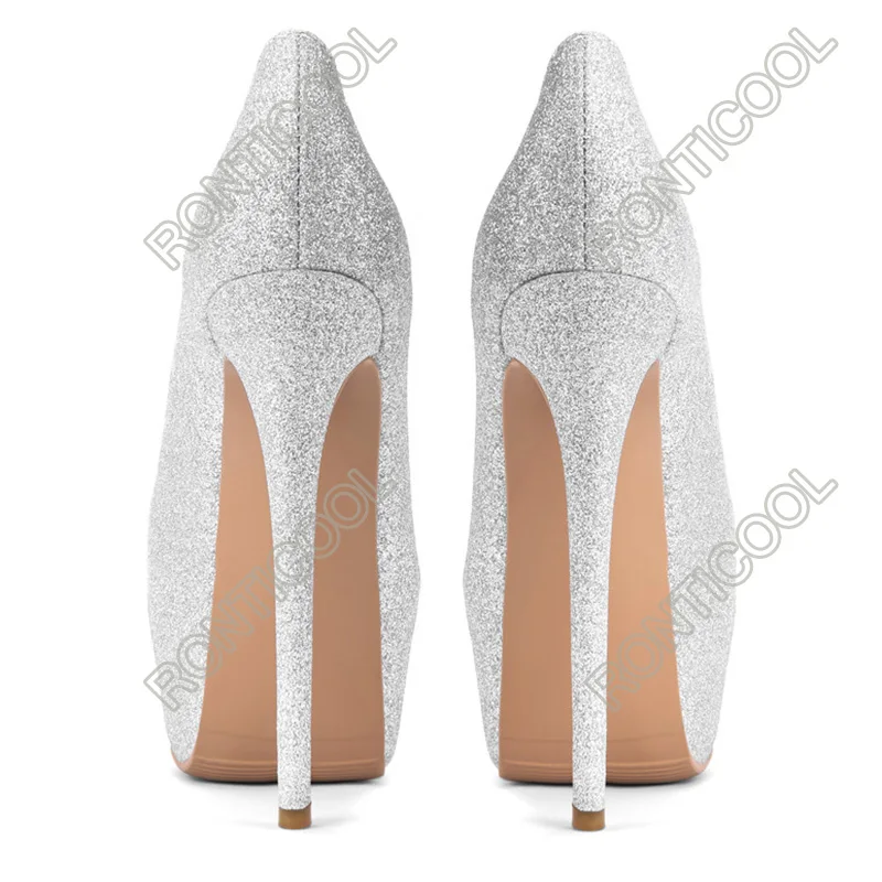 Ronticool/женские туфли-лодочки на платформе блестящие пикантные туфли шпильке с