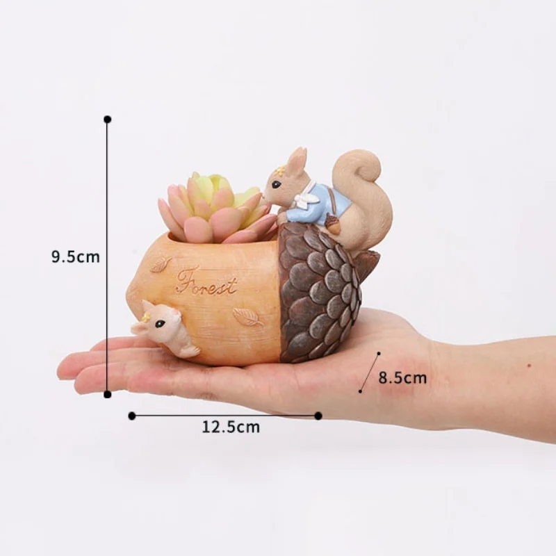 

Flowerpot Cartoon Cute Squirrel Fleshy Flower Pot Resin Succulent Pots Desktop Decoration Indoor/Outdoor Garden and Home Decor