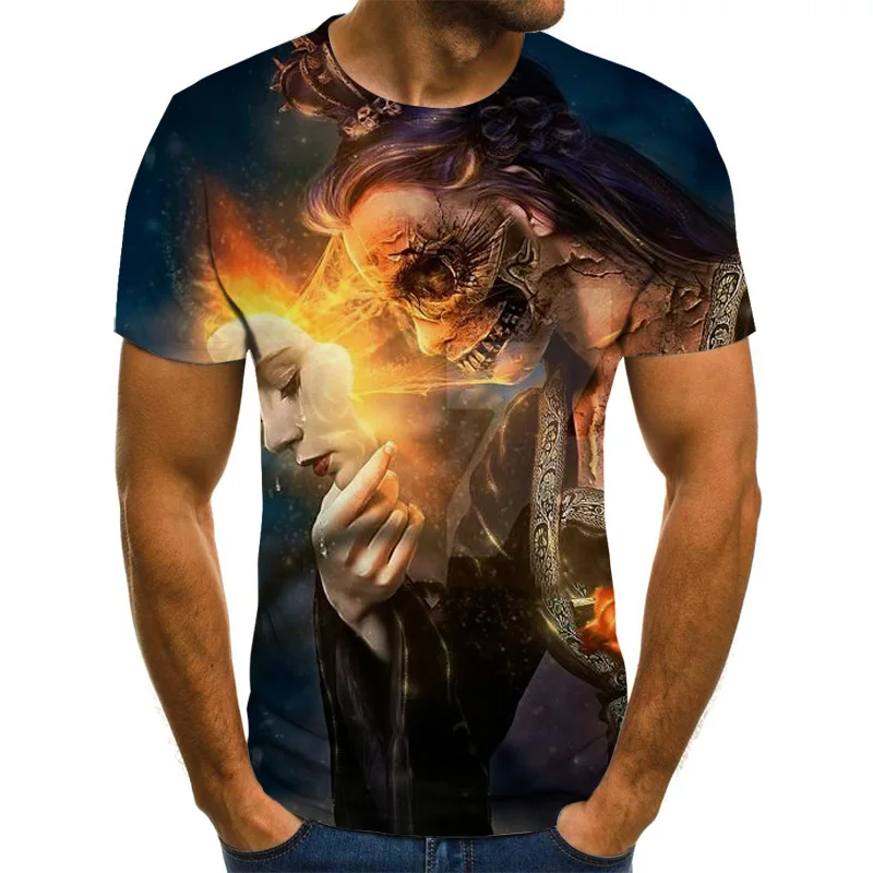 

New 3D t shirt Women Men graphic Skull tshirt Print Beauty Skull Summer Black Tops Casual Tees Short Sleeve Streetwear Halloween