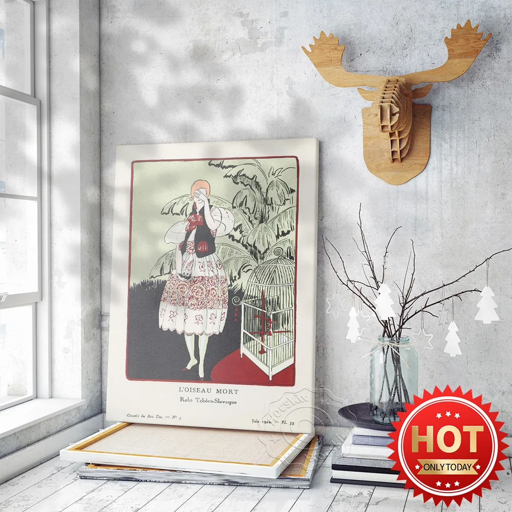 

The Dead Bird Czech-Slovak Dress Vintage Art Poster, Gazette Du Bon Ton Wall Prints, Home Decor Wall Picture Retro Wall Sticker