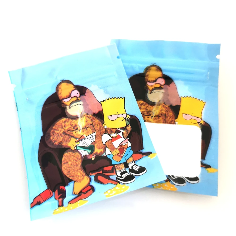 

20pcs Cartoon Tobacco Bags 6*8 CM Zip Lock Pouches Aluminum Mylar Foil Food Bags Weed Package 1G Candy Man Mylar Bags