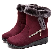 women boots faux suede winter boots shoes woman wedges heels snow boots mid calf winter shoes female booties