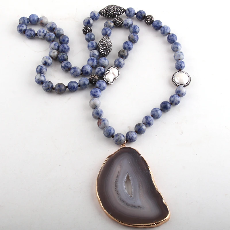 RH модное богемное этническое ювелирное изделие камень длинный завязанный черный