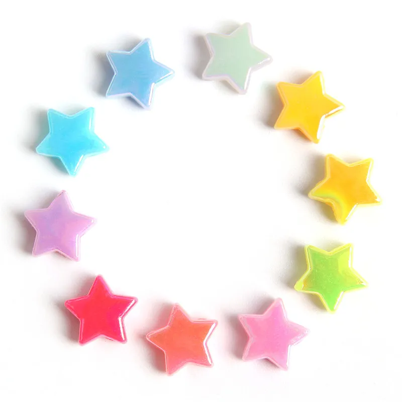

100pcs/lot 6mm Colourful Faceted Five-pointed Star Acrylic Loose Spacer Beads for Jewelry Making DIY Accessories