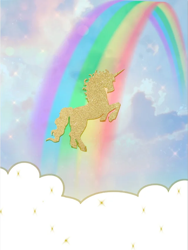 

5x7 футов Радужное небо облака Золотой Единорог детский душ пользовательский фото студия фон винил 150 см x 220 см