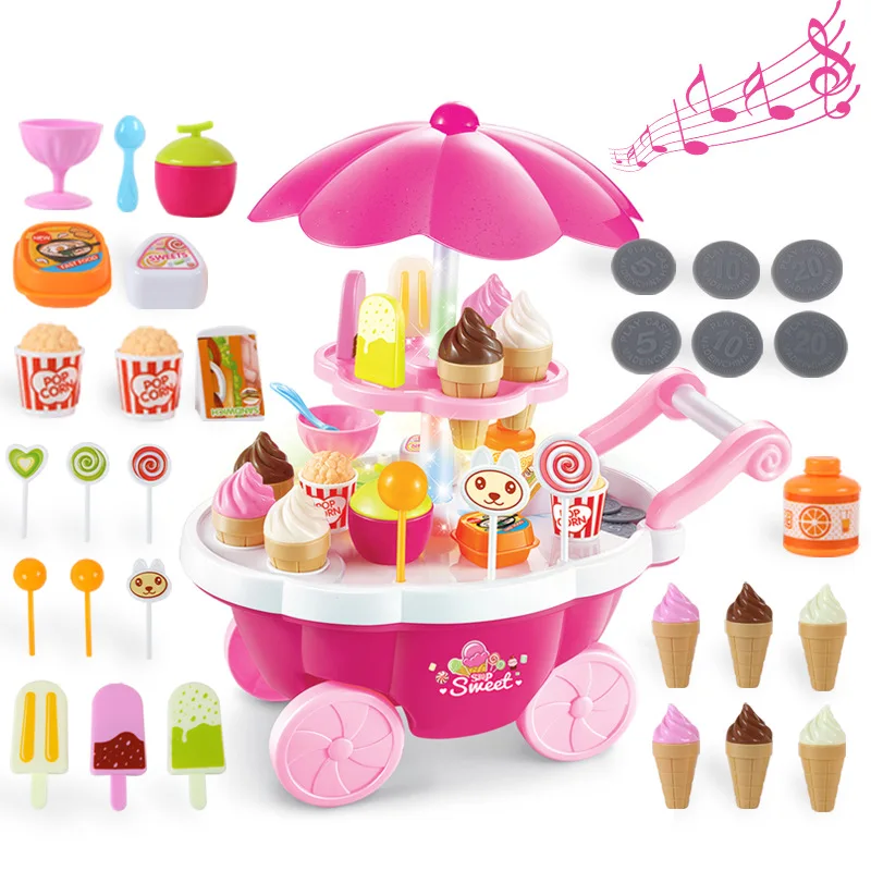 

39Pcs Children Pretend Play Toys Simulation Candy Music Ice cream Mini Push Car Kitchen Toy Early Education Toys Kids Gifts