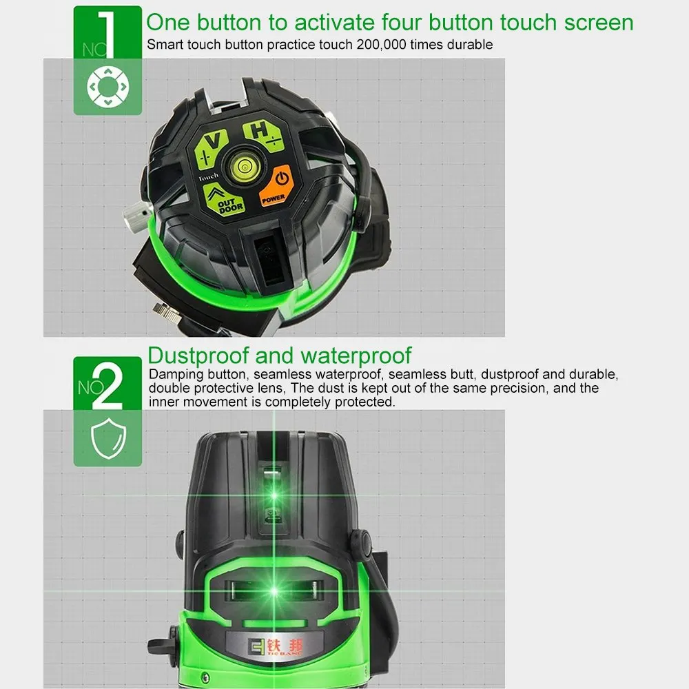 Лазерный уровень нивелир с 5 линиями синего цвета 2 луча зеленый лазерный луч