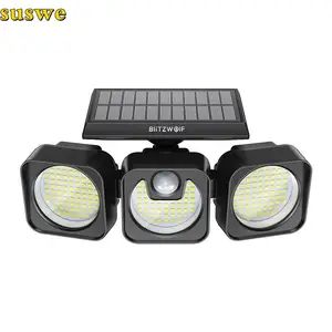 Blitzwolf bw-olt7 7500k 218led 3 heads solar power light lamps ip64 waterproof wall light pir motion sensor outdoor lighting 1 Item image
