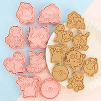 8pcsset new pokemon figures cookie cutters cartoon diy bakery mold biscuit press stamp embosser sugar pasty cake mould toys