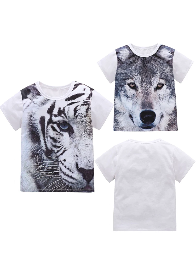 От 1 до 5 лет Детская футболка для мальчиков новые хлопковые топы с 3D принтом Тигра