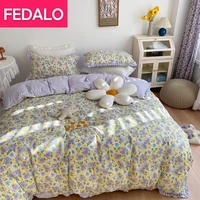 ins small fresh lace washed cotton sanding bed sheet four piece set dormitory three piece set