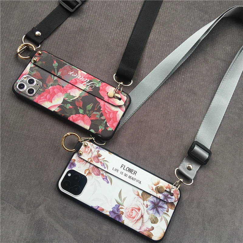 Galaxy Note 20 Ultra Coque Fundas Capa искусства листьев Цветочный крест накрест браслет