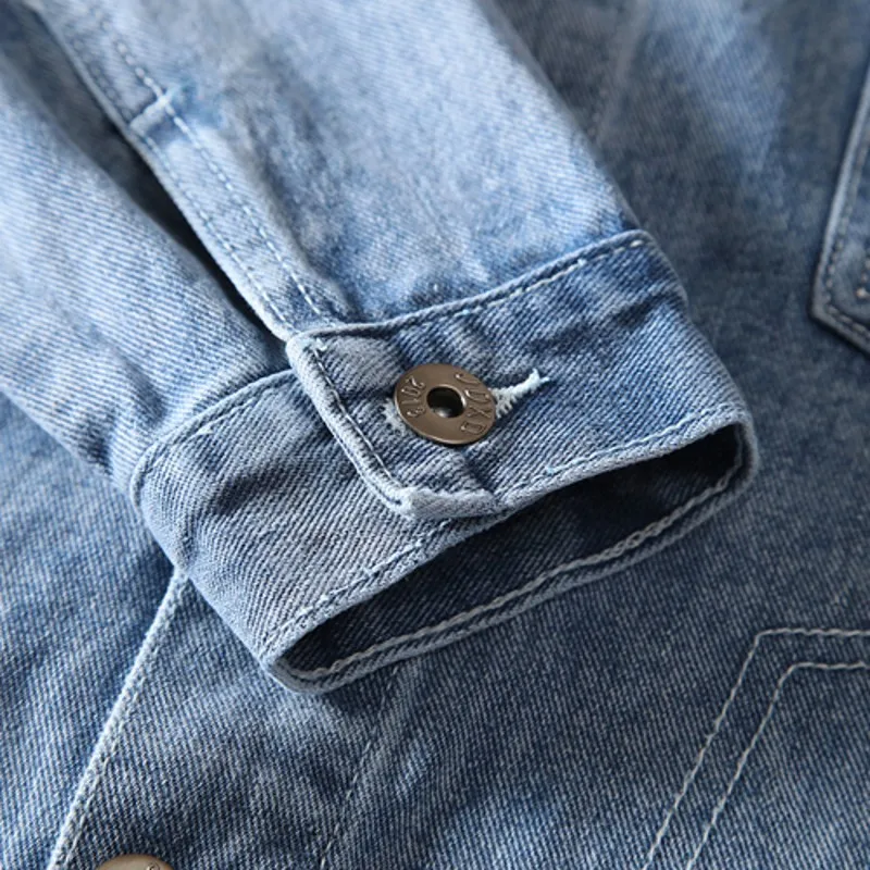 

Youthful Vitality Men Denim Jackets Loose Boyfriend Hole Ripped Cowboy Jacket Fashion Single Breasted Washed Blue Shirts Male