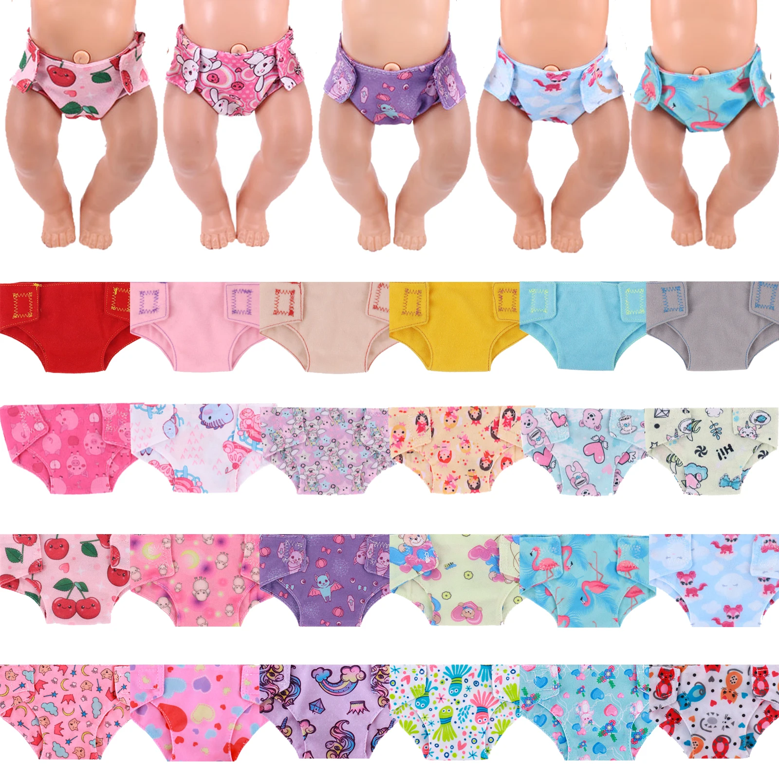 Кукольные подгузники милое нижнее белье с принтом в виде животных и фруктов для
