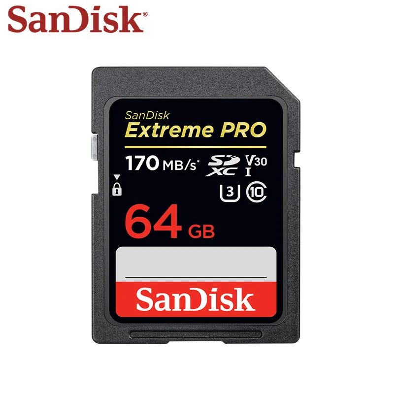 Двойной Флеш-накопитель SanDisk Extreme Pro SD карта 32 Гб 95 МБ/с. 64 Гб 128 256 170 МБ/с. UHS-I карту памяти SD класса 10 V30 U3 Поддержка 4K цифровой Камера