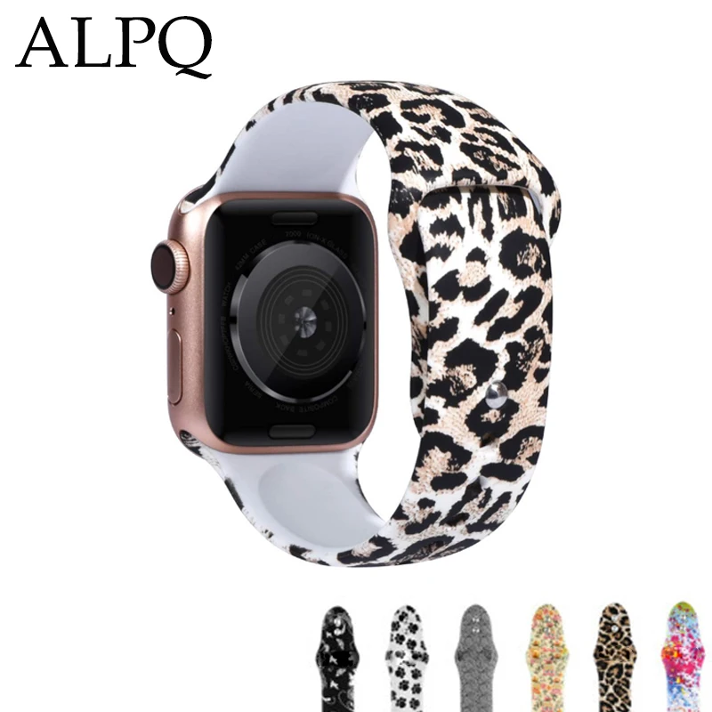 URVOI спортивный ремешок для Apple Watch series 54 3 2 1 граффити живопись силиконовый ремешок для iWatch разноцветные адаптеры Фламинго Леопард