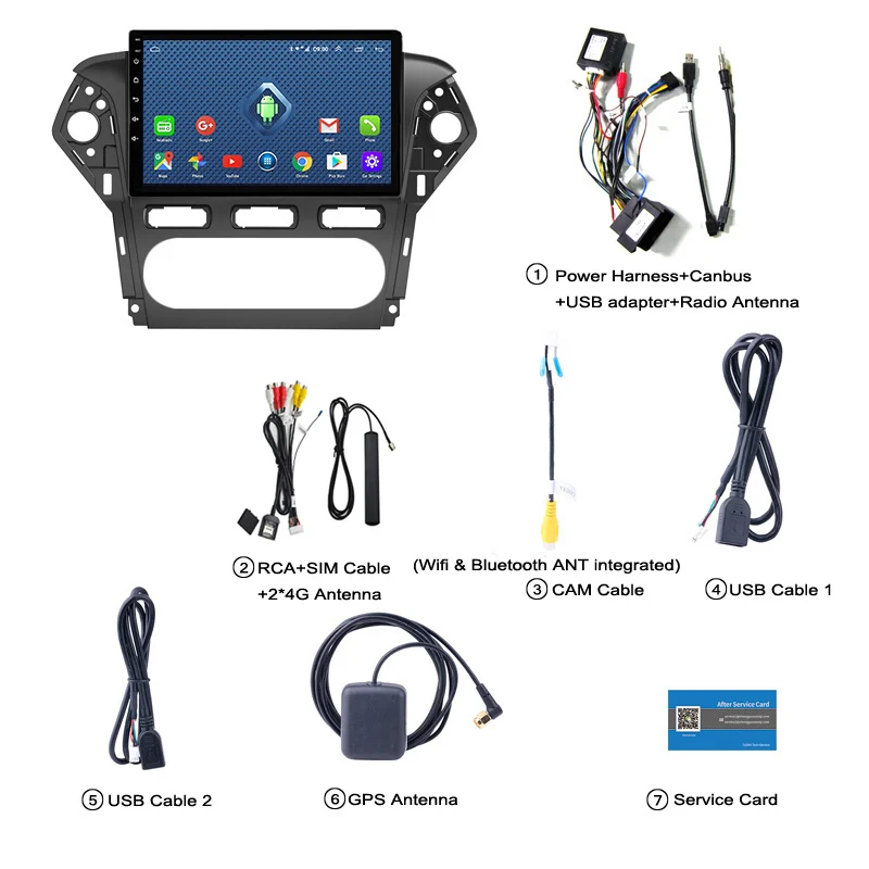 Android 2G + 32G 10 1 дюймов 4G Автомобильное cd радио мультимедийная система плеер для Ford