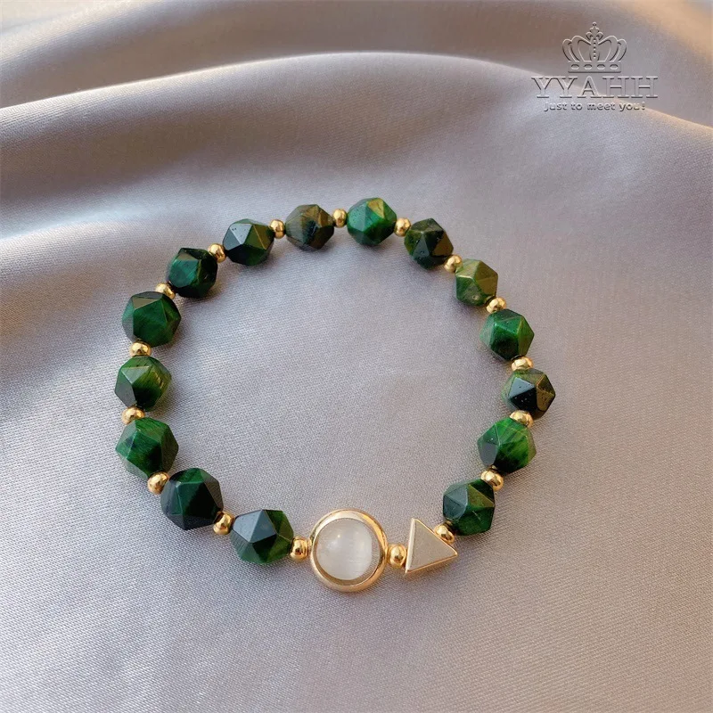 

Light Luxury Green Crystal Bracelet Women's Simple Bracelet 2-piece Set of Minority Design Bracelet