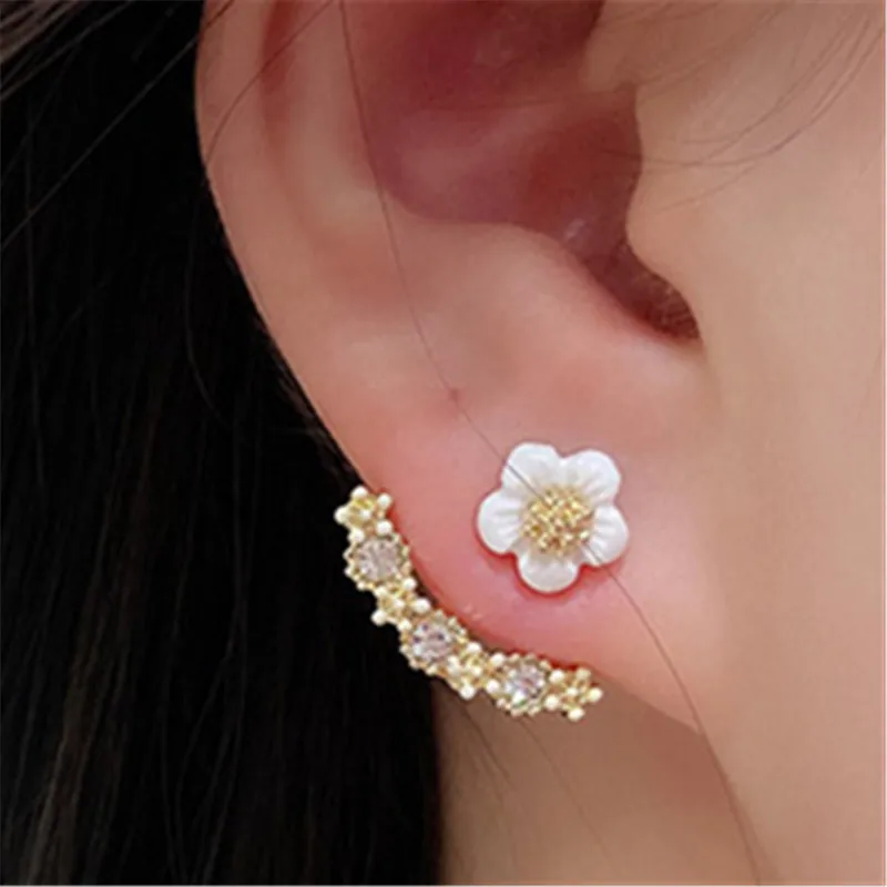 

New Fashion Jewelry Elegant Flower Earrings Women's Gifts Simple Style Earrings Inlaid Zircon Women's Gifts