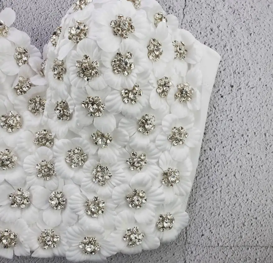 

Sexy bra tops diamond beading flowers tops Push Up Bralet Women's Corset Bustier Bra Night Club Party Cropped Top Vest F2047