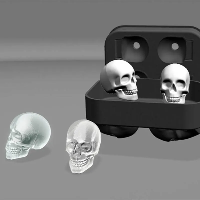 Силиконовые 3D череп голова мороженого куб прессформы машина многоразовые