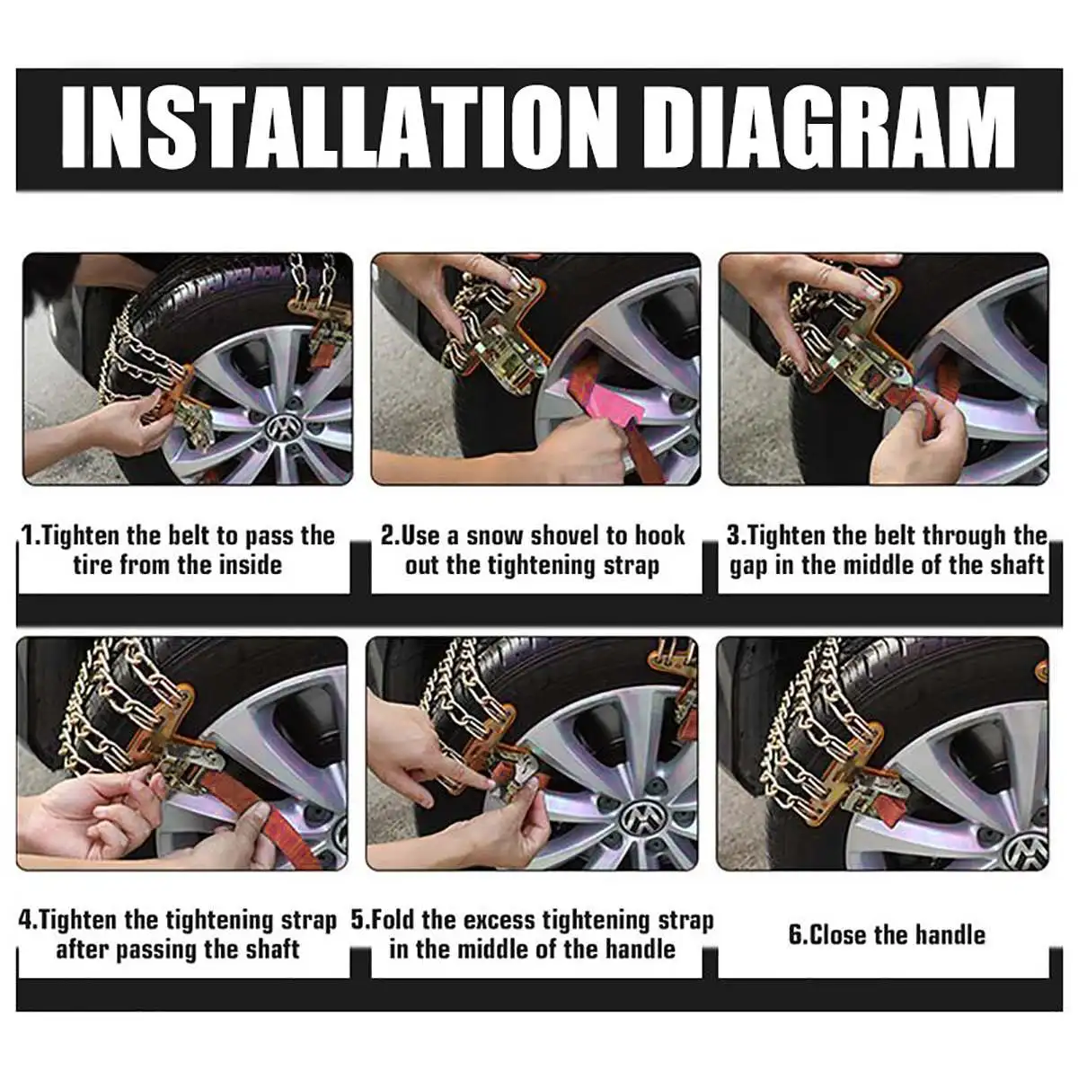 

1/2pcs Car Steel Tire Chain Winter Snow Chain For Ice/Snow/Mud Road Anti-skid Tyre Chains Safety Driving Accessories Universal