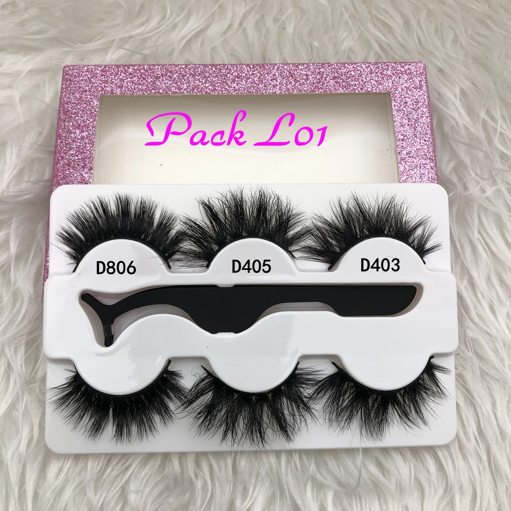 Pack L01 Mikiwi 3 упаковки 3 пары с пинцетом норковые ресницы 3D норковые ресницы Толстые Накладные ресницы роскошный макияж драматические ресницы - Цвет: Pack L01