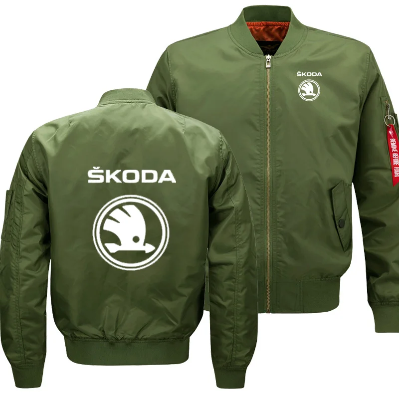 

2020 Mens Flying jacket Wintter Warm Slim Fit Fly Pilot jacket men for Skoda Car Logo Sweatshirt Hip Hop Harajuku Male Clothing