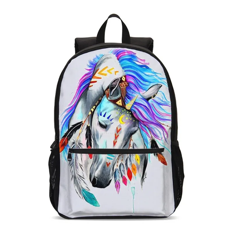 Рюкзаки для мальчиков и девочек Классная школьная сумка с 3D принтом в виде лошади