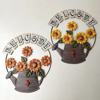 garden themed welcome sign for front door porch hanging ornament metal yard flower welcome wall plaque butterfly art decoration