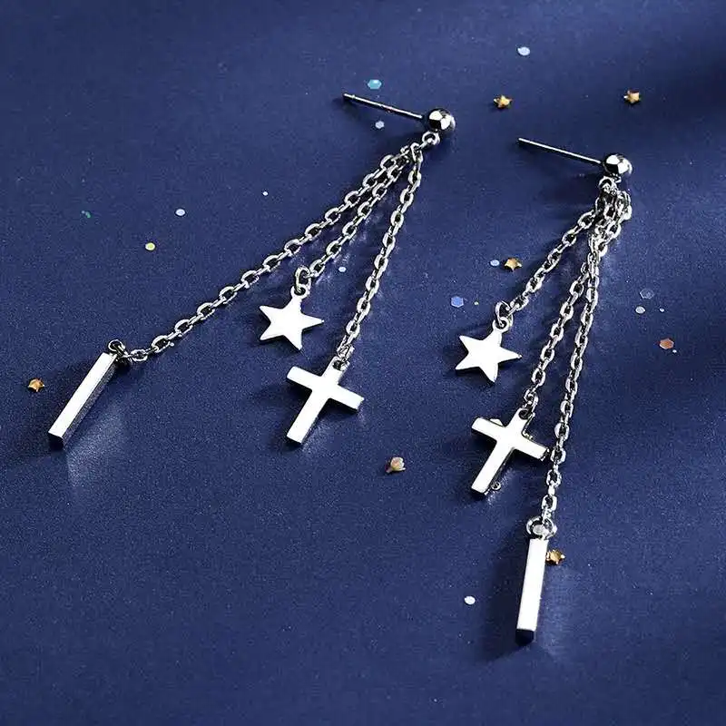 Серьги-подвески женские из серебра 925 пробы с подвеской в виде звезды | Украшения